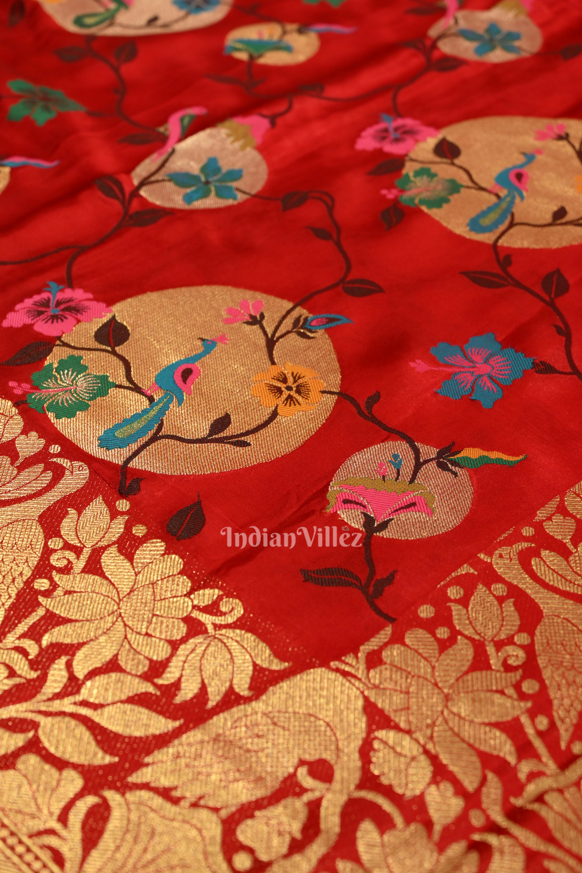 Attractive Bridal Red Tussar Banarasi Silk Saree 