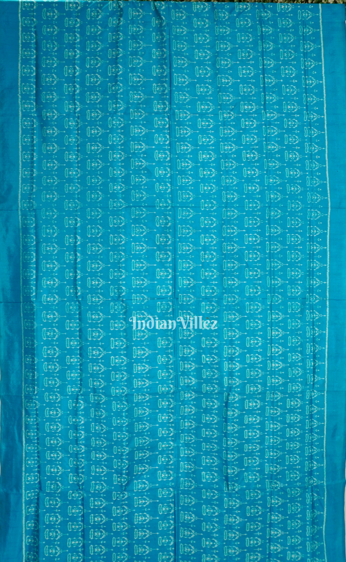 Teal Green With Tribal Design Pure Sambalpuri Silk Saree