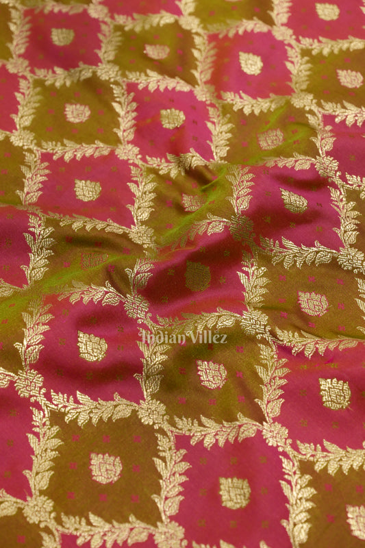 Rani Pink Rangkart Mashru Satin Silk Banarasi Saree