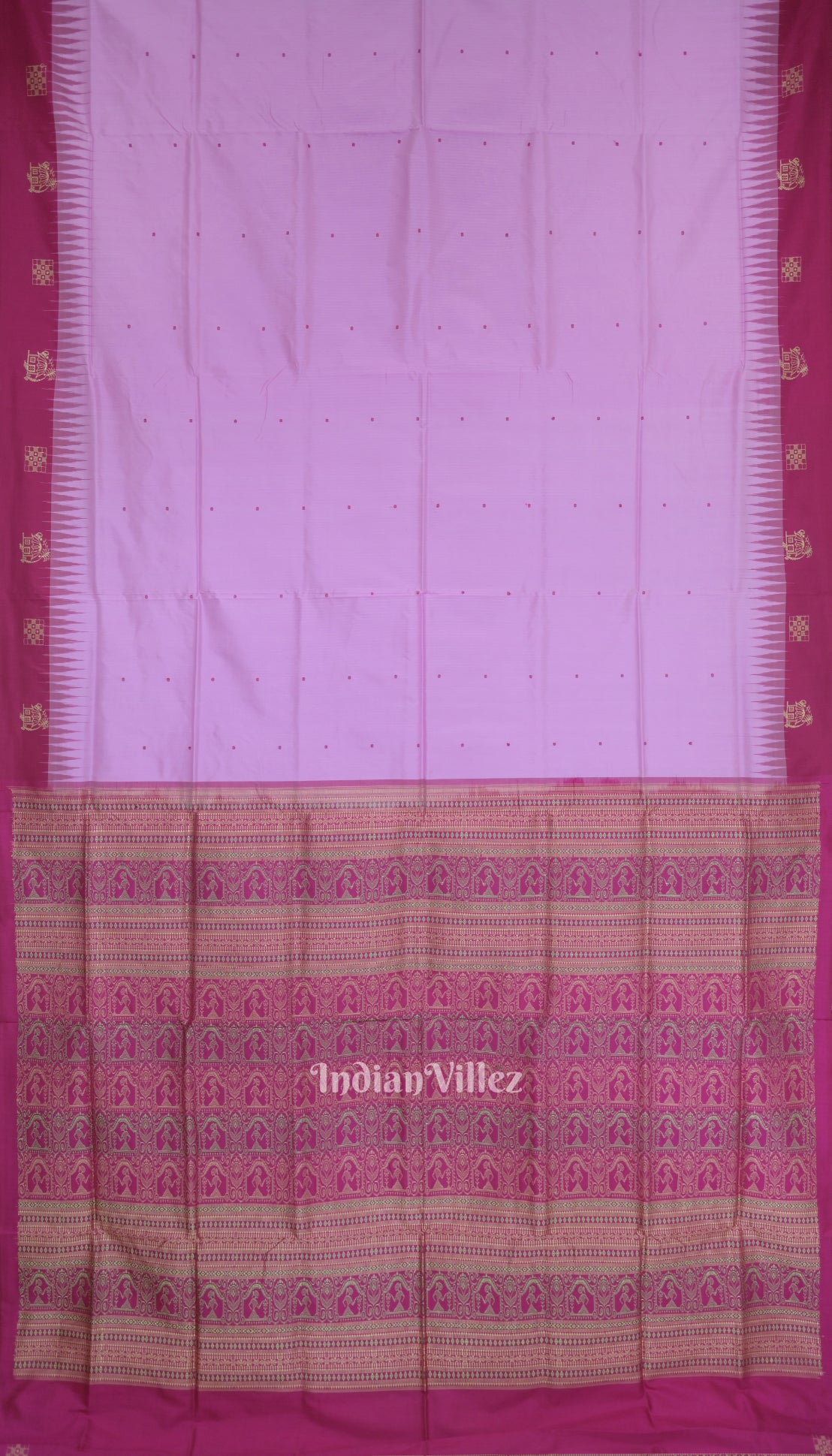 Pink Red Single Butta Contemporary Bomkai Silk Saree