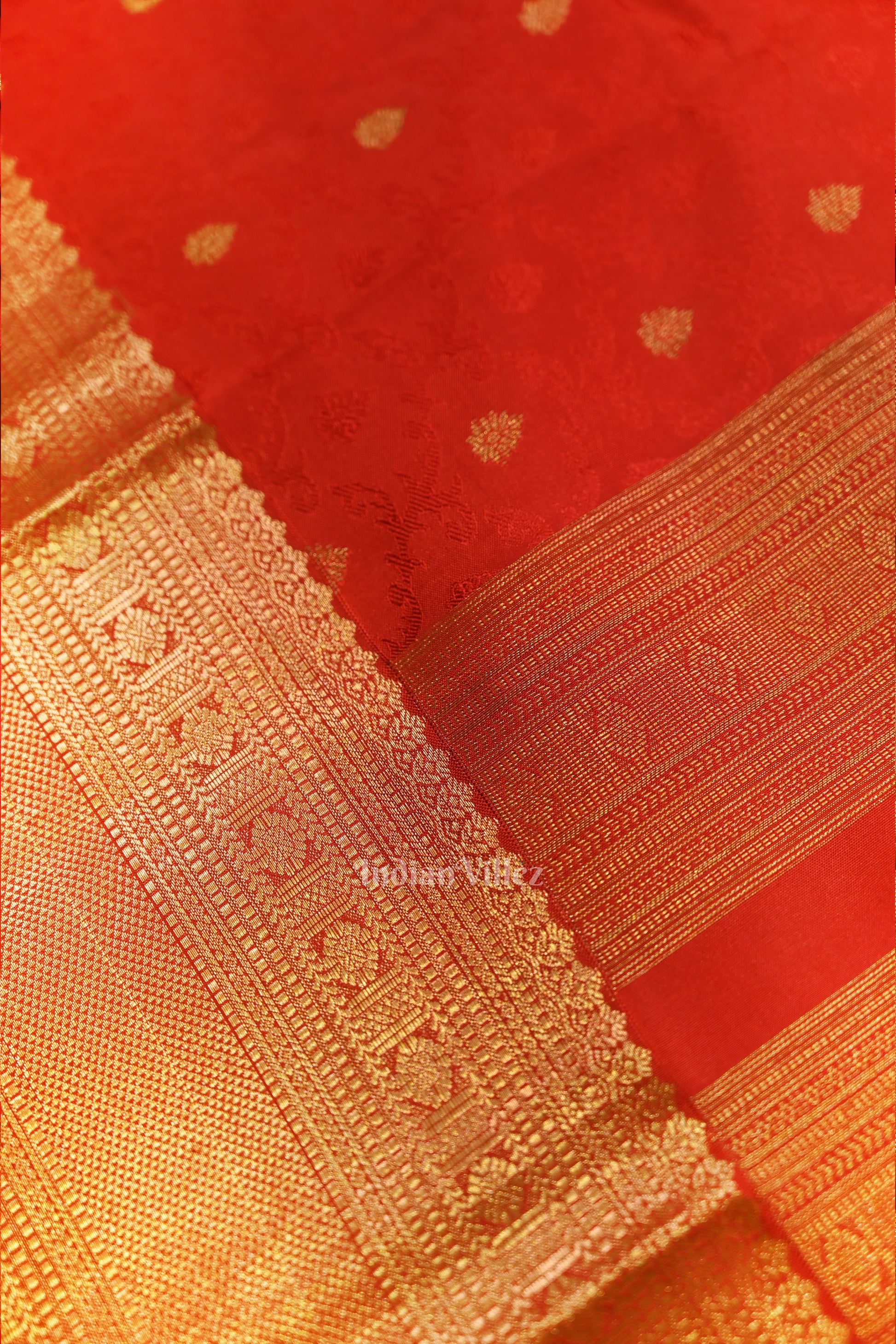  Blood Red pure Kanjivaram Silk Saree with  Zari Brocade