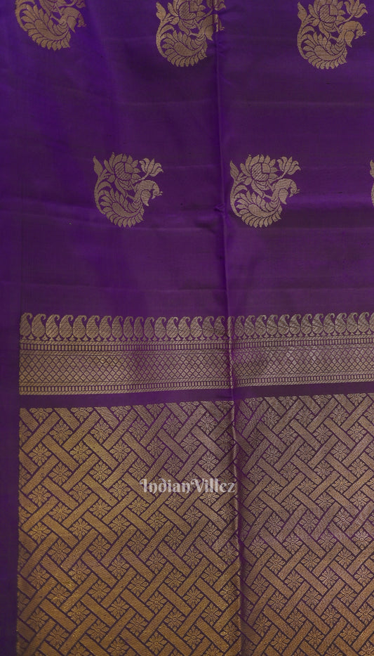 Deep Purple Pure Kanjivaram Soft Silk Saree