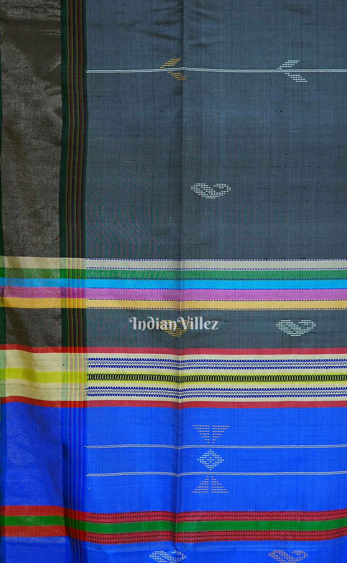 Gray With Multicolor Handwoven South Soft Silk Saree 