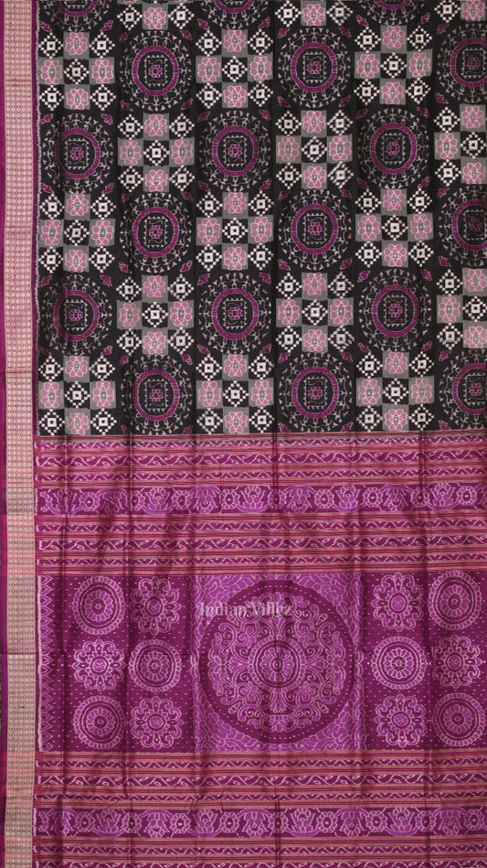 Black Purple Body Pasapali Sambalpuri Silk Saree 