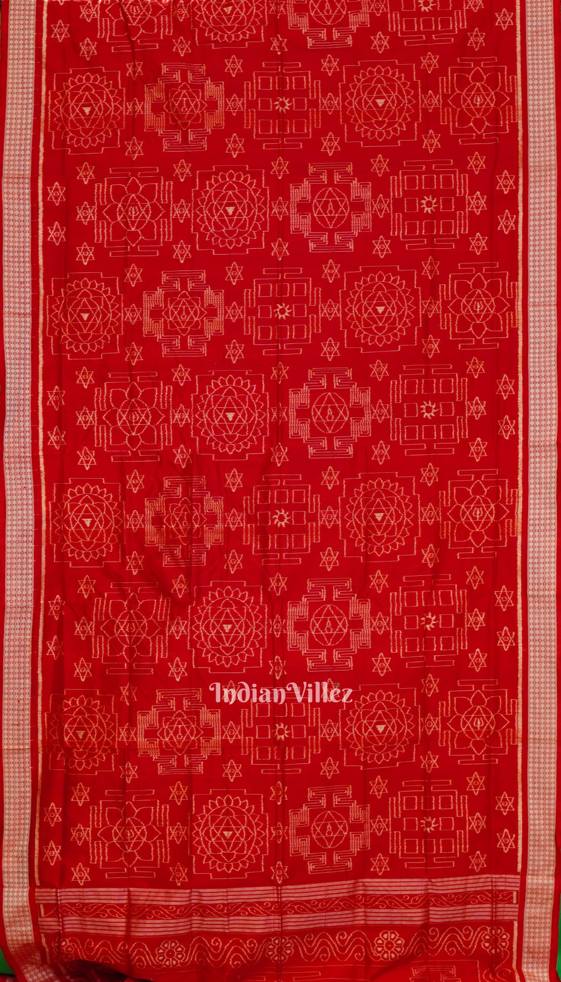 Exclusive Red Bastu Theme Sambalpuri Silk Saree