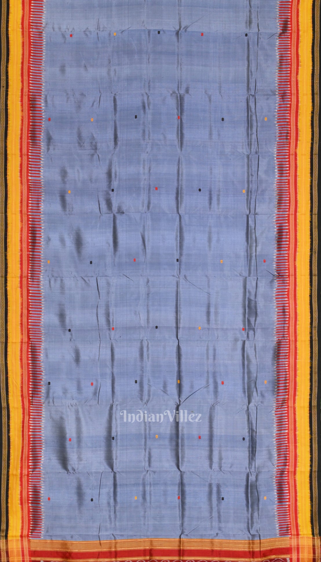 Cement Gray Kathiphera Odisha Ikat Khandua Silk Saree 