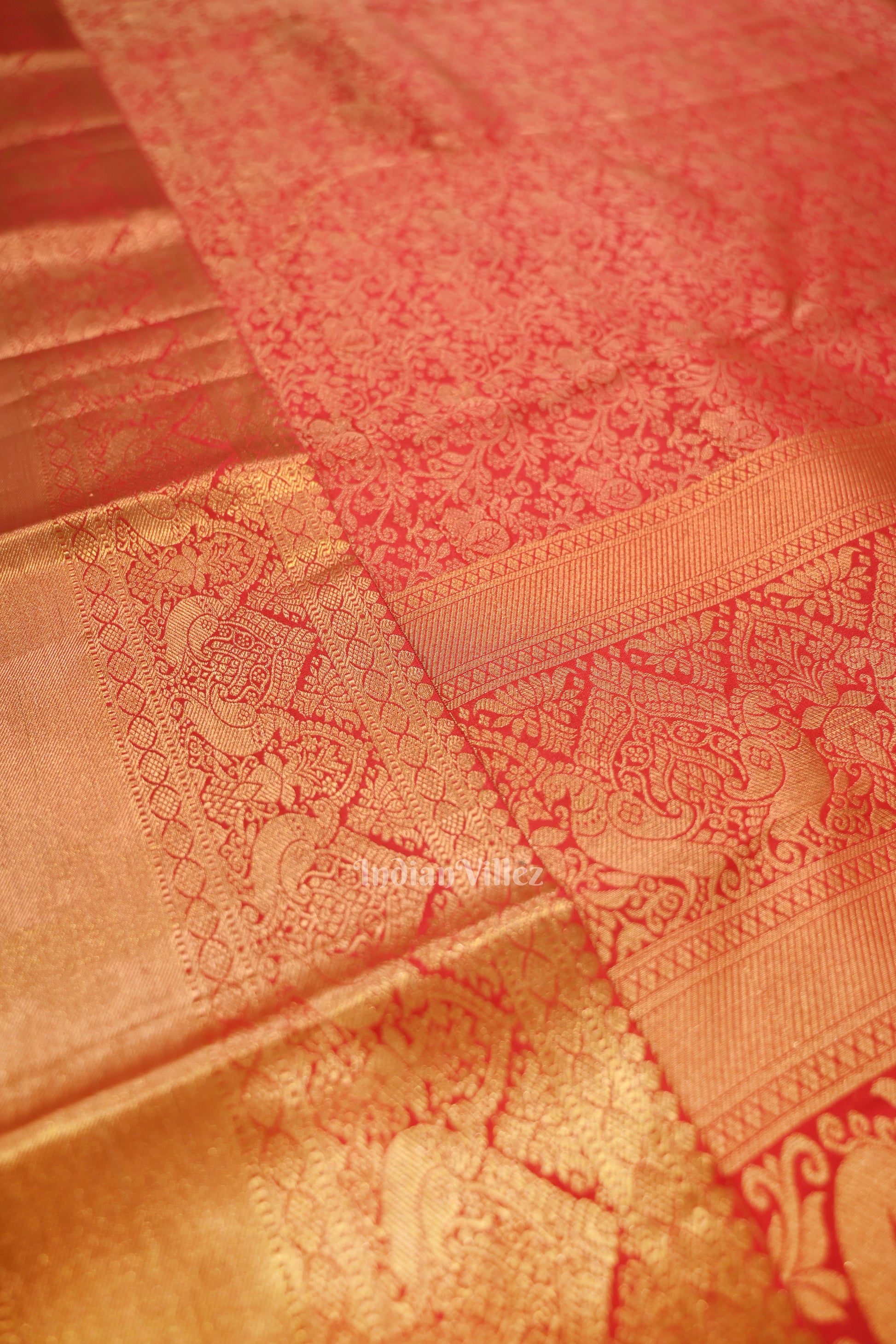 Hot Red pure authenticate Kanjivaram Silk Saree