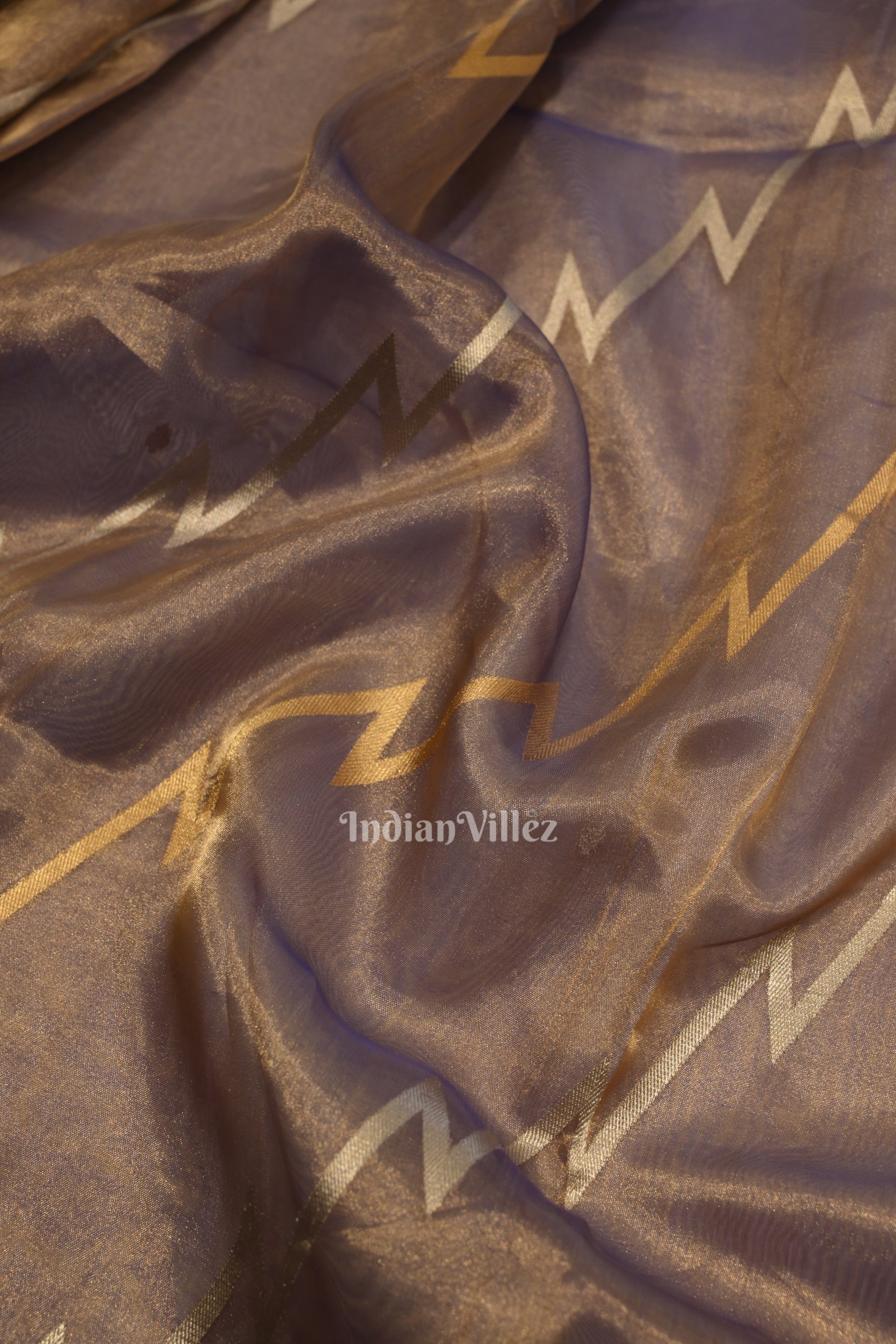 Light Violet Pure Organza Banarasi Silk Saree with Embroidery Work