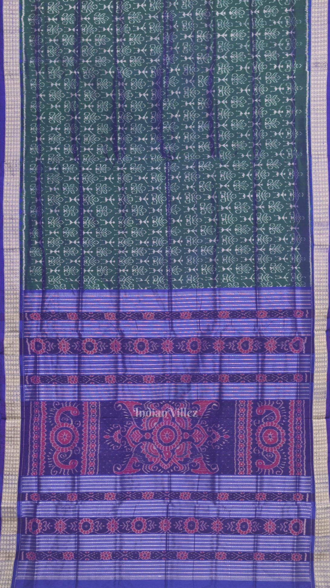 Cadmium Green Tribal Theme  Odisha Handloom Sambalpuri Silk Saree