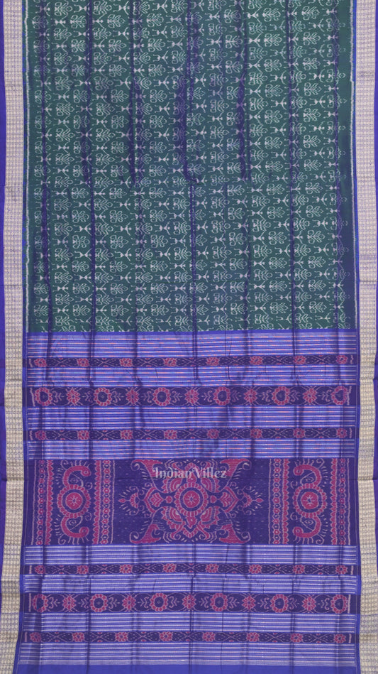 Cadmium Green Tribal Theme  Odisha Handloom Sambalpuri Silk Saree