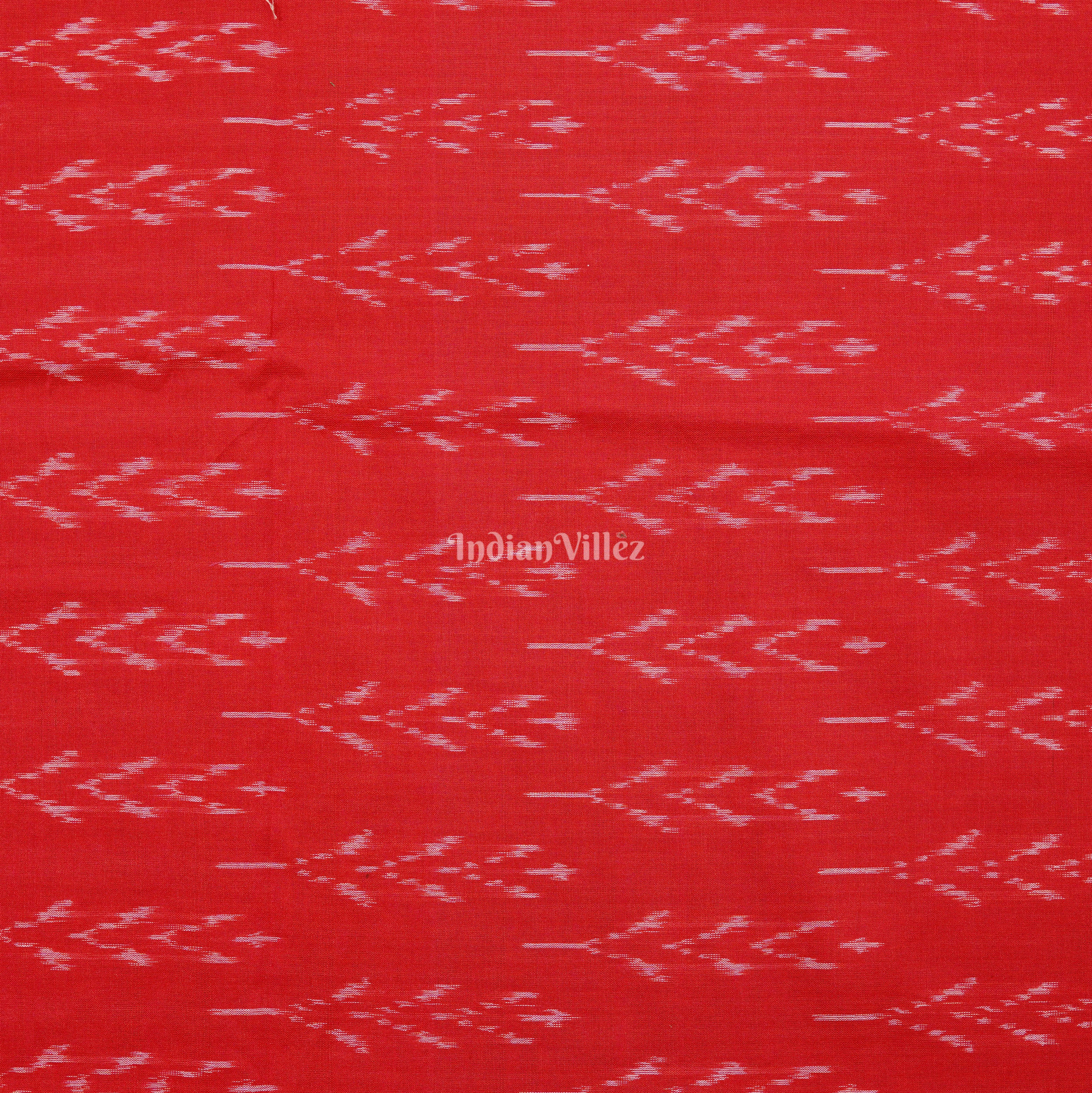 Red Handwoven Pochampally Ikat Cotton Fabric