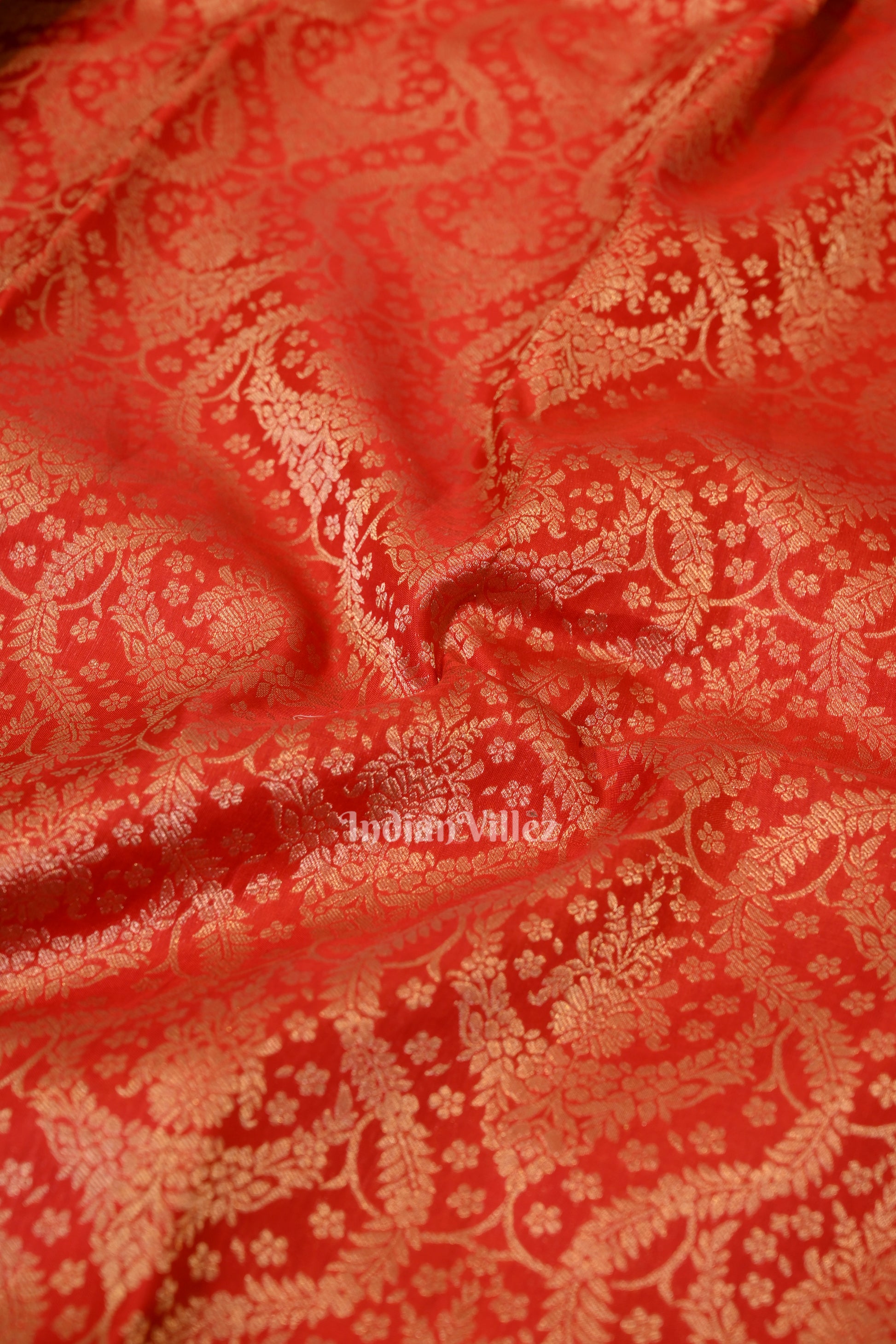 Bridal Red pure Kanjivaram Silk Saree with  Zari Brocade 