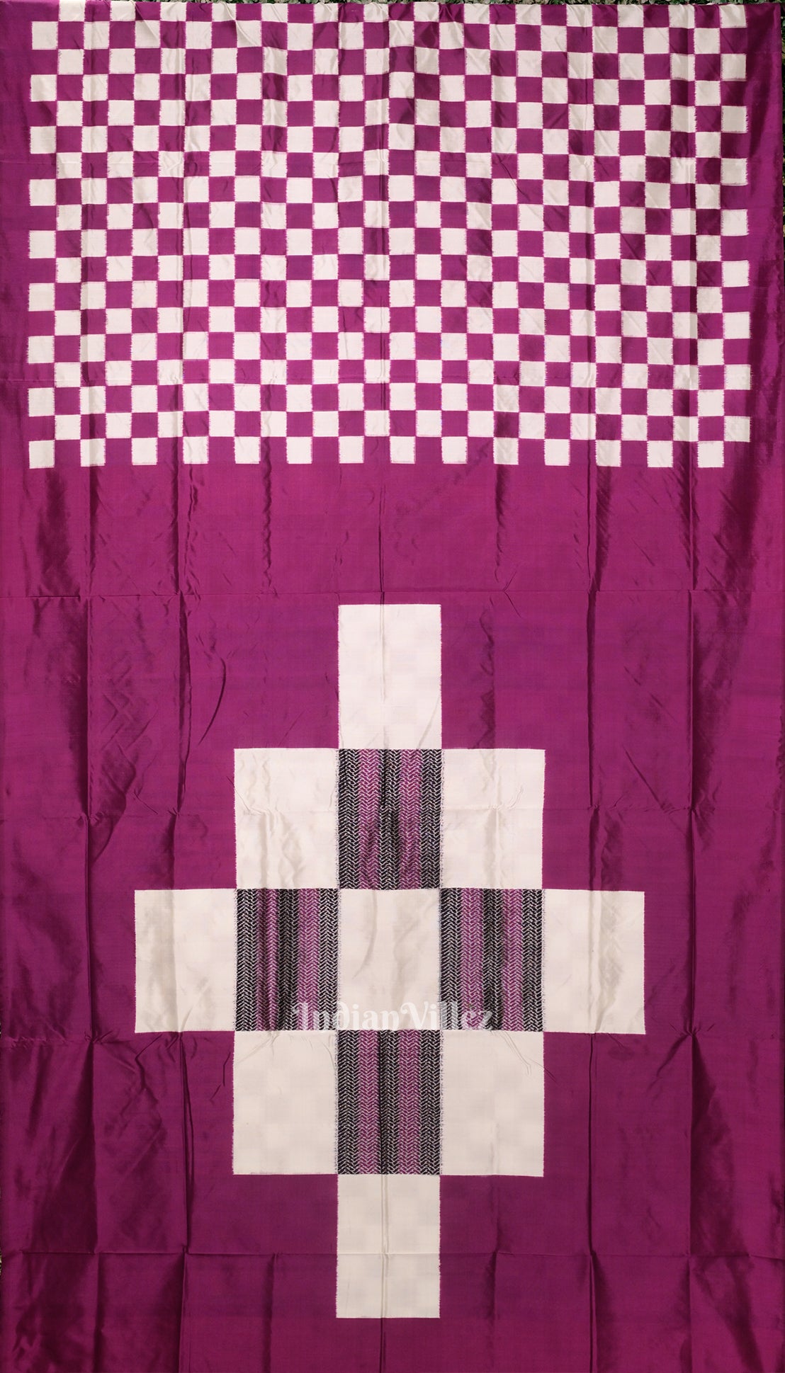 Black White & Purple Odisha Ikat Pasapali Sambalpuri Silk Saree