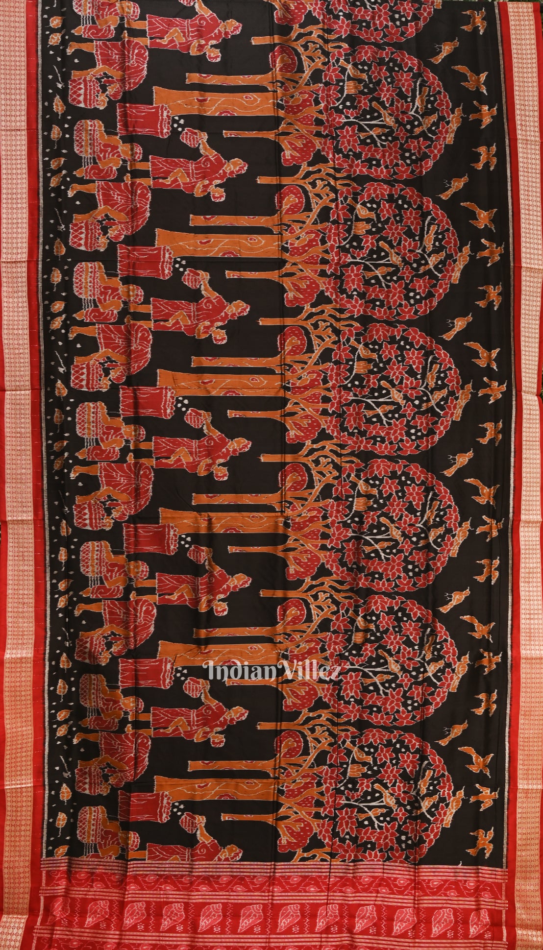 Black Forest Theme Odisha Ikat Sambalpuri Silk Saree