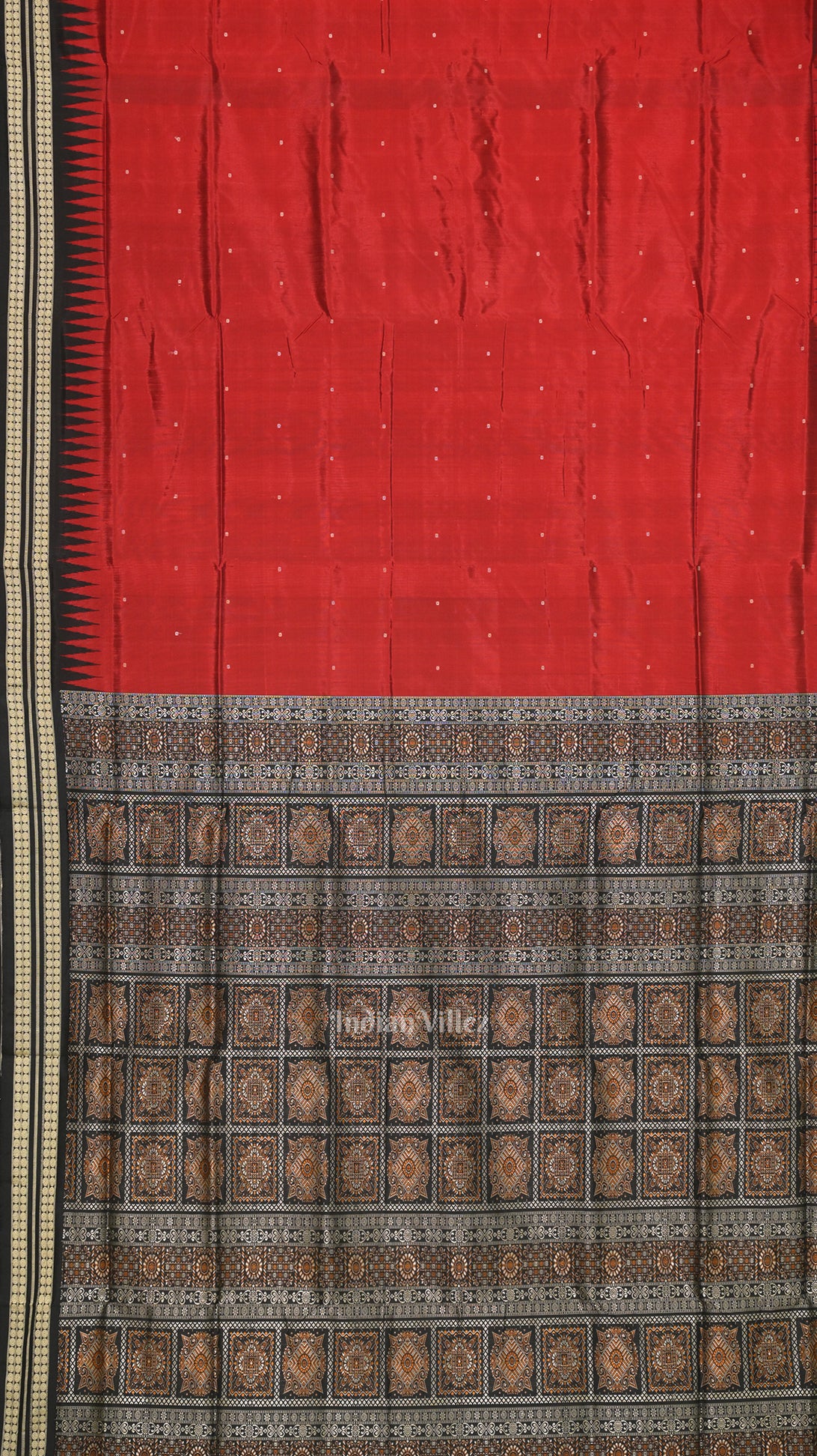 Deep Maroon Single Butta Design Bomkai Sambalpuri Silk Saree