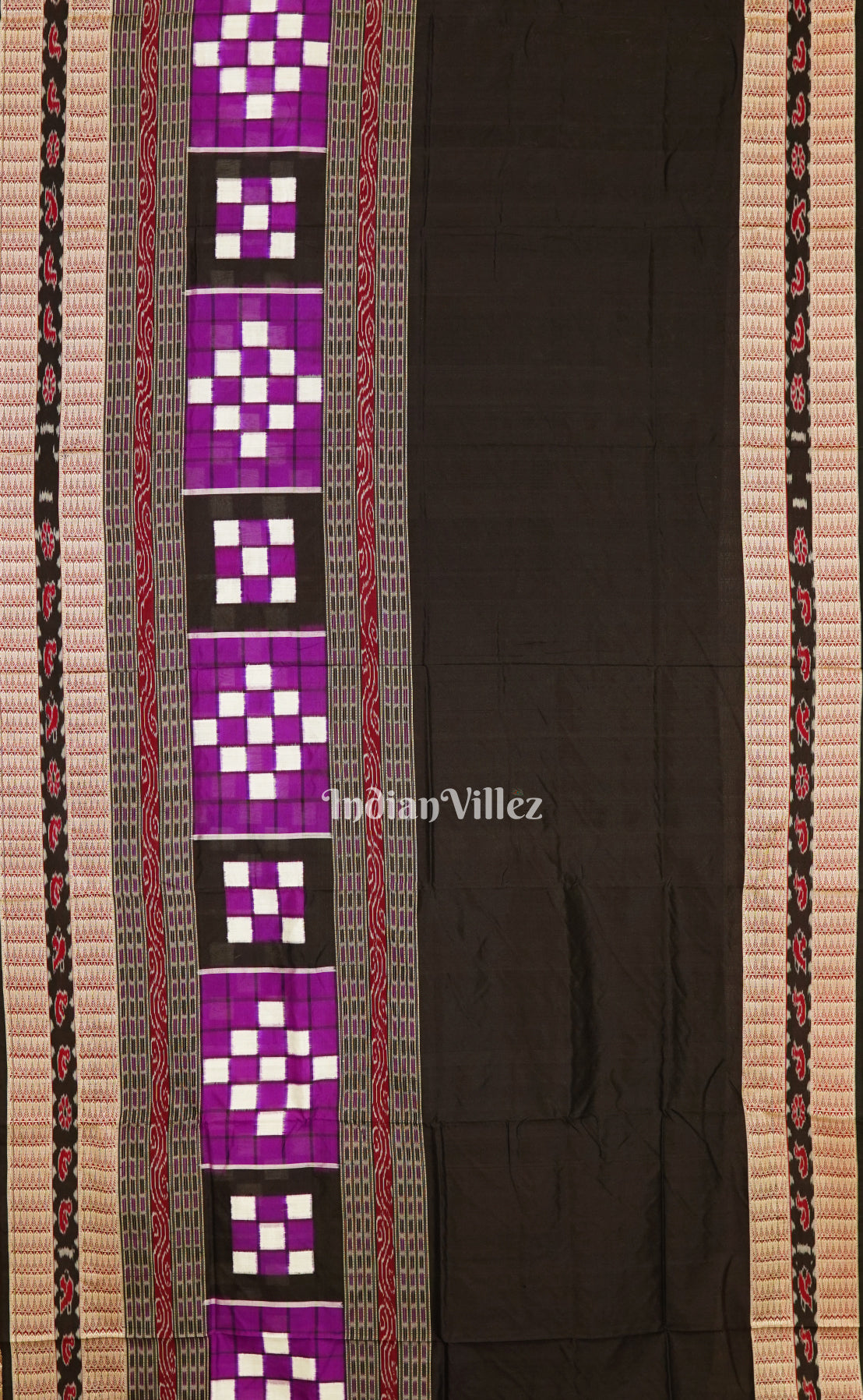 Black Pasapalli Design Sambalpuri Ikat Bomkai Silk Saree