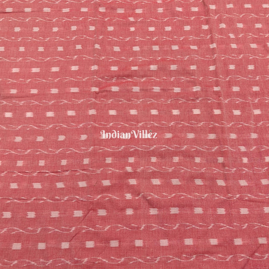 Peach Tipa Design Sambalpuri Ikat Cotton Fabric