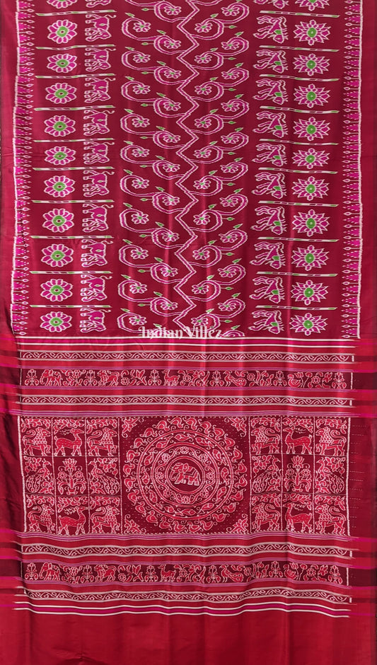 Maroon Odisha Ikat Designer Contemporary Silk Saree