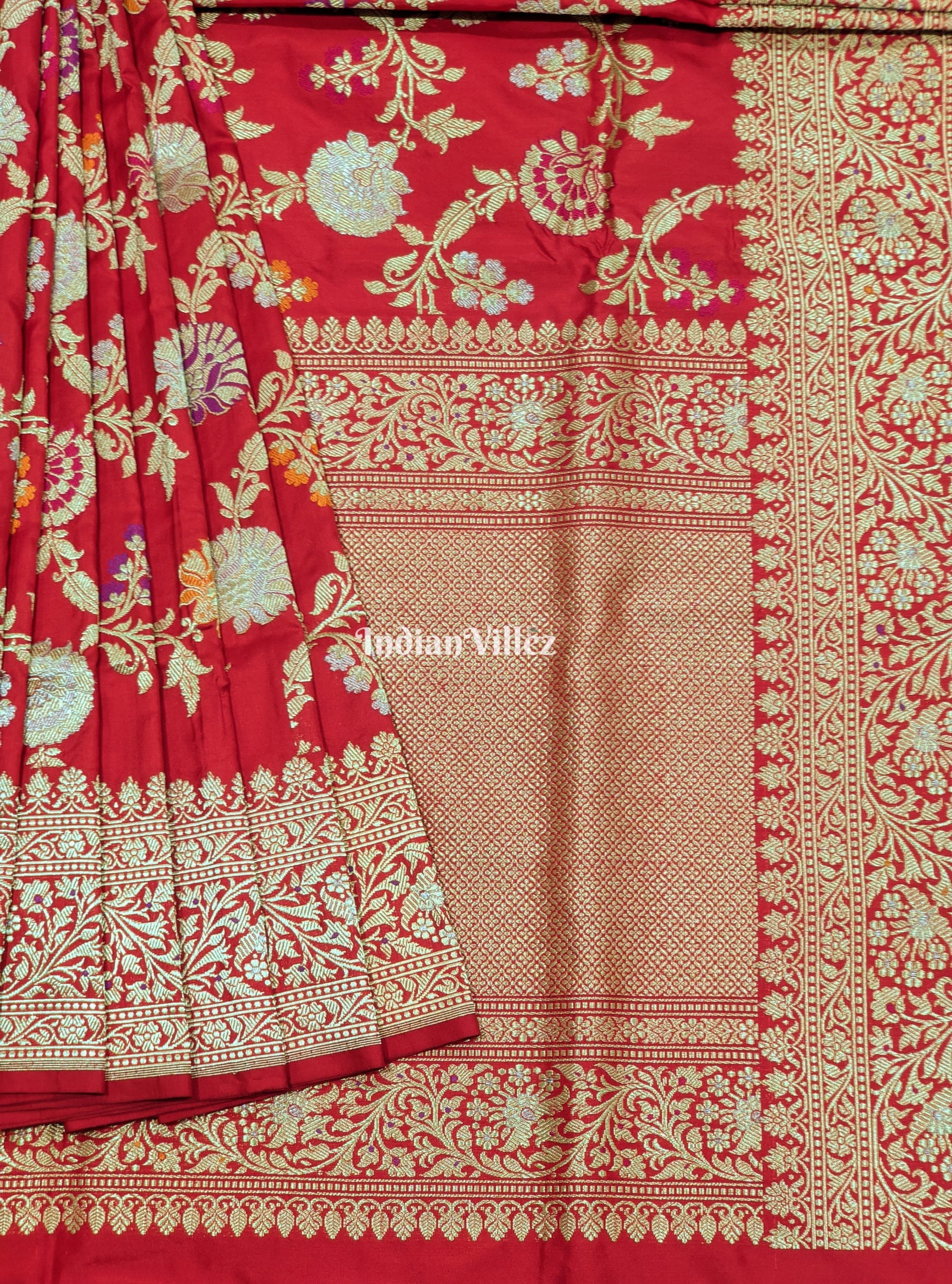 Red Designer Katan Meenakari Banarasi Saree