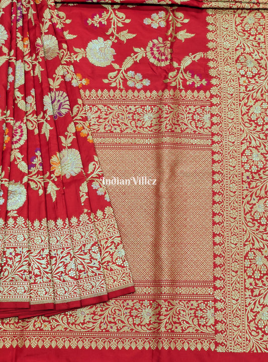 Red Designer Katan Meenakari Banarasi Saree