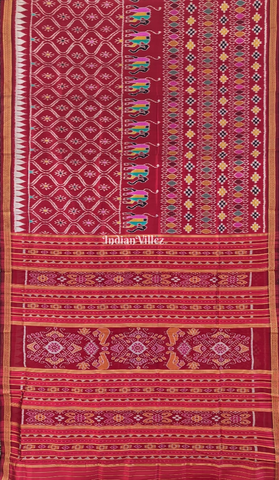 Maroon Odisha Handloom Khandua Silk Saree