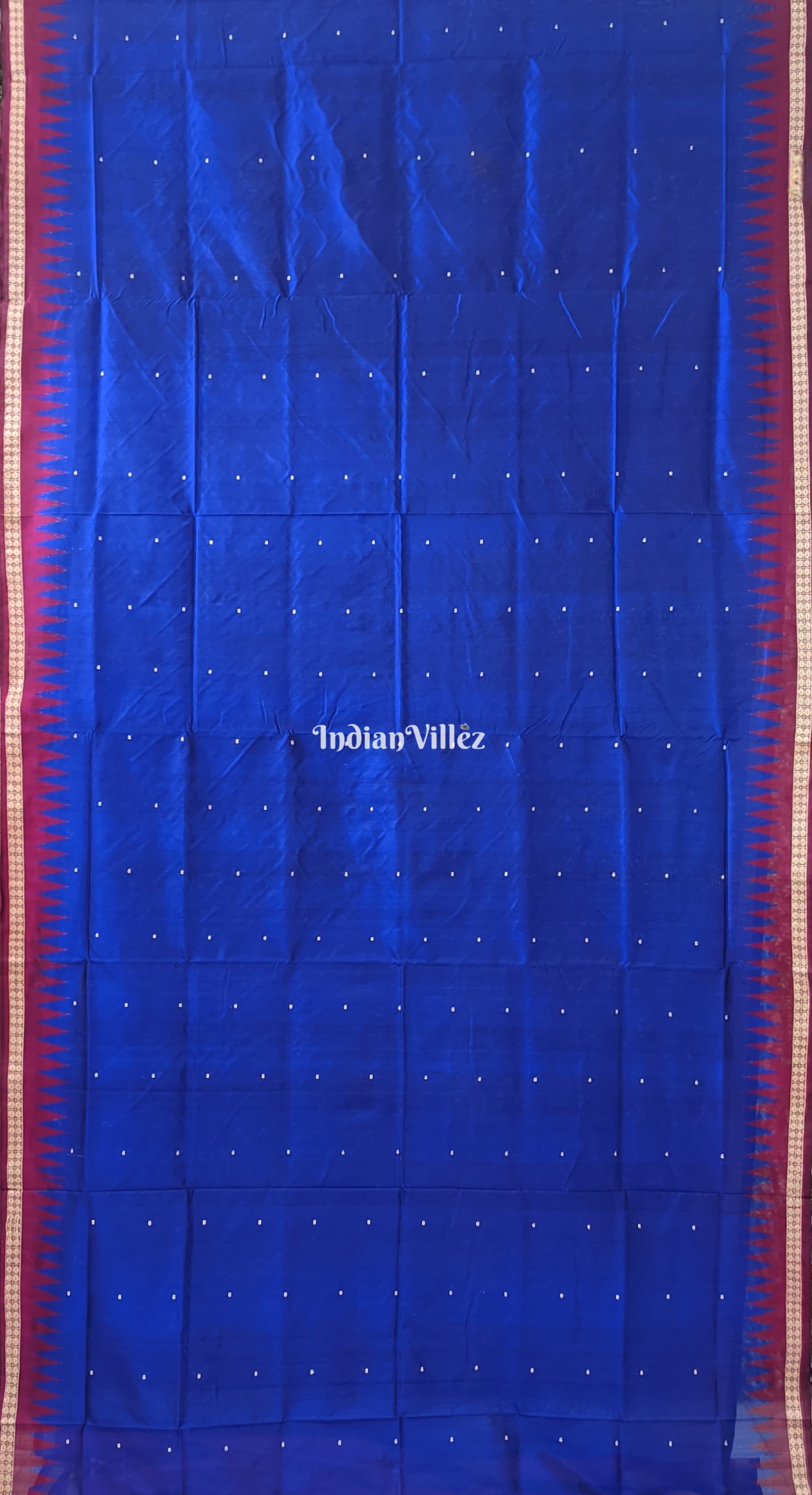 Blue Maroon Sambalpuri Bomkai Silk Saree with Pasapali Anchal