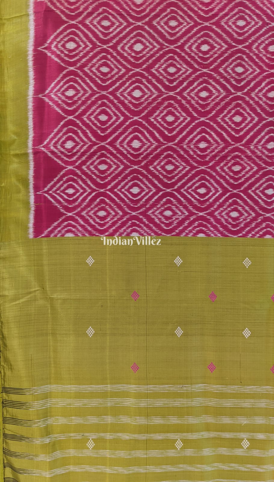 Pink Parrot Green Odisha Ikat Contemporary Silk Saree