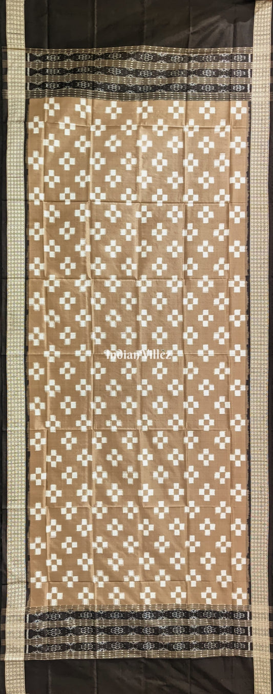 Brown Gray Pasapali Theme Pure Sambalpuri Silk Dupatta