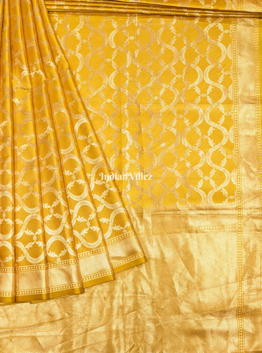 Yellow Floral Theme Designer Banarasi Tissue Saree