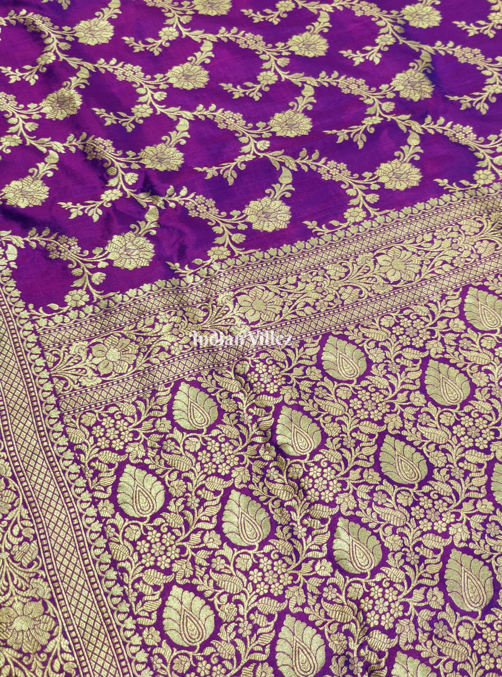 Purple Floral Designer Katan Silk Banarasi Saree