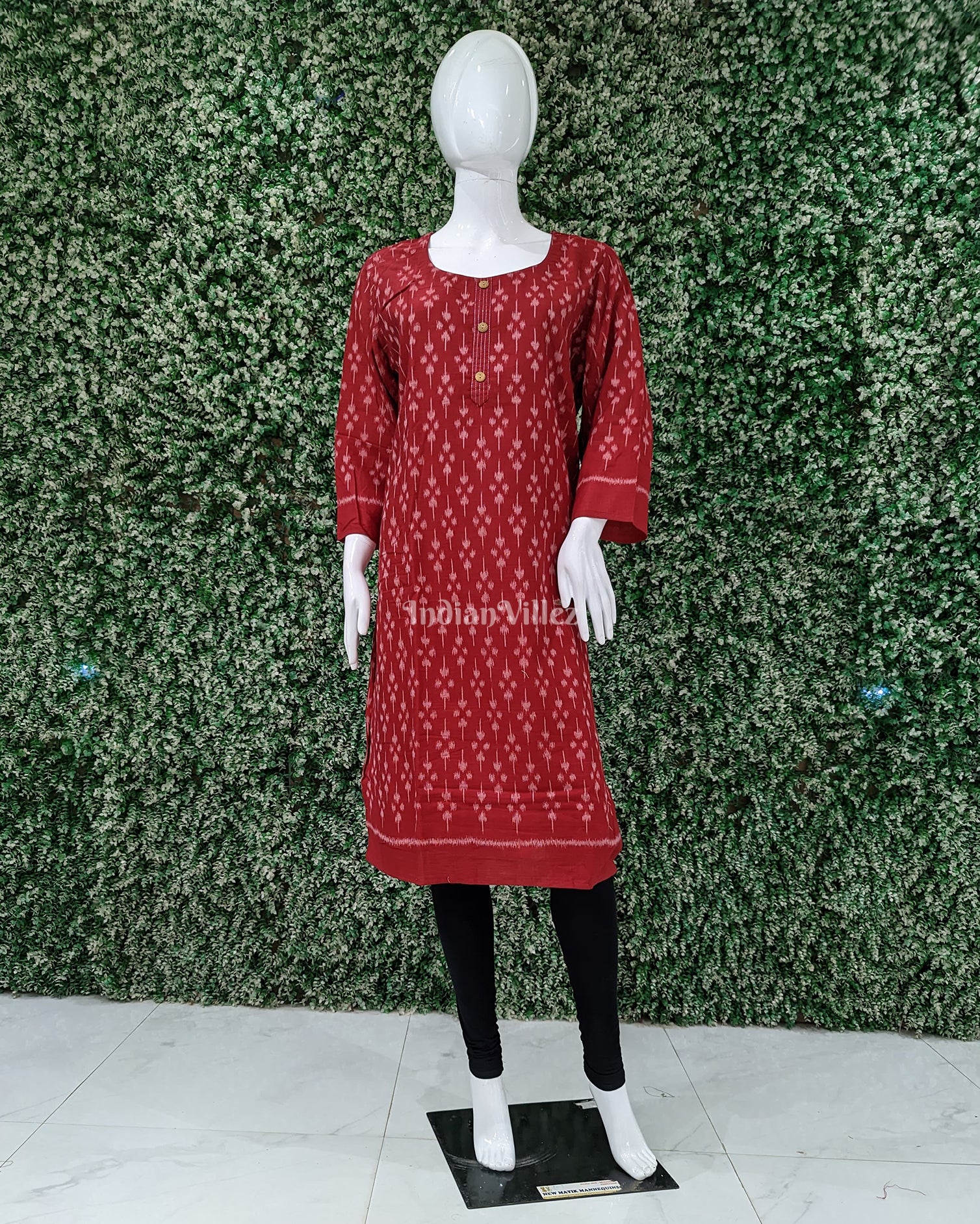 Red Sambalpuri Tipa design Odisha Ikat Designer Cotton Kurti for Women