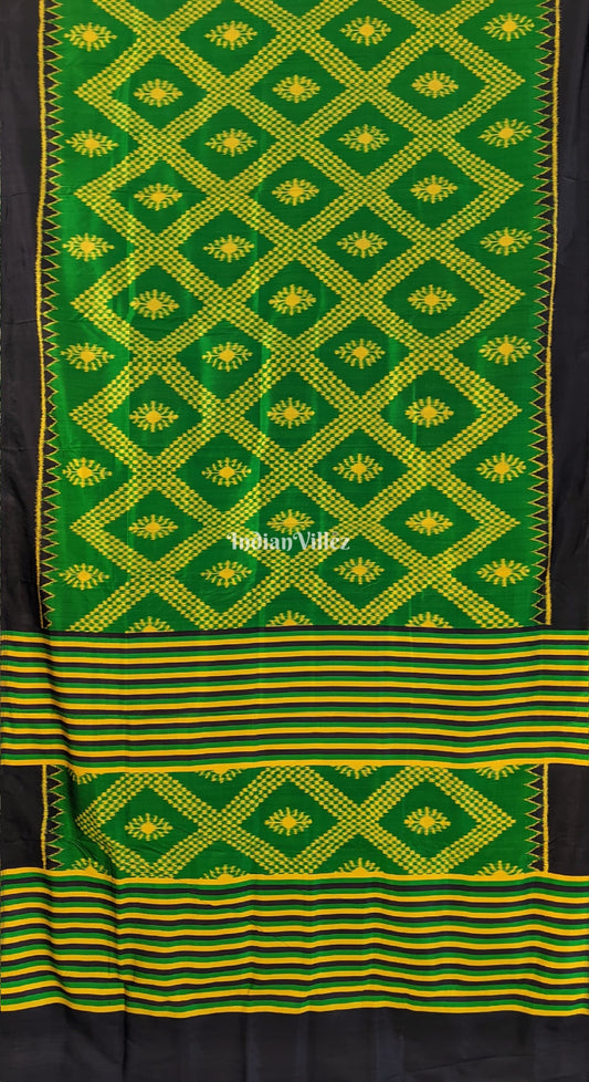 Green Contemporary Odisha Ikat Tarabali Silk Saree