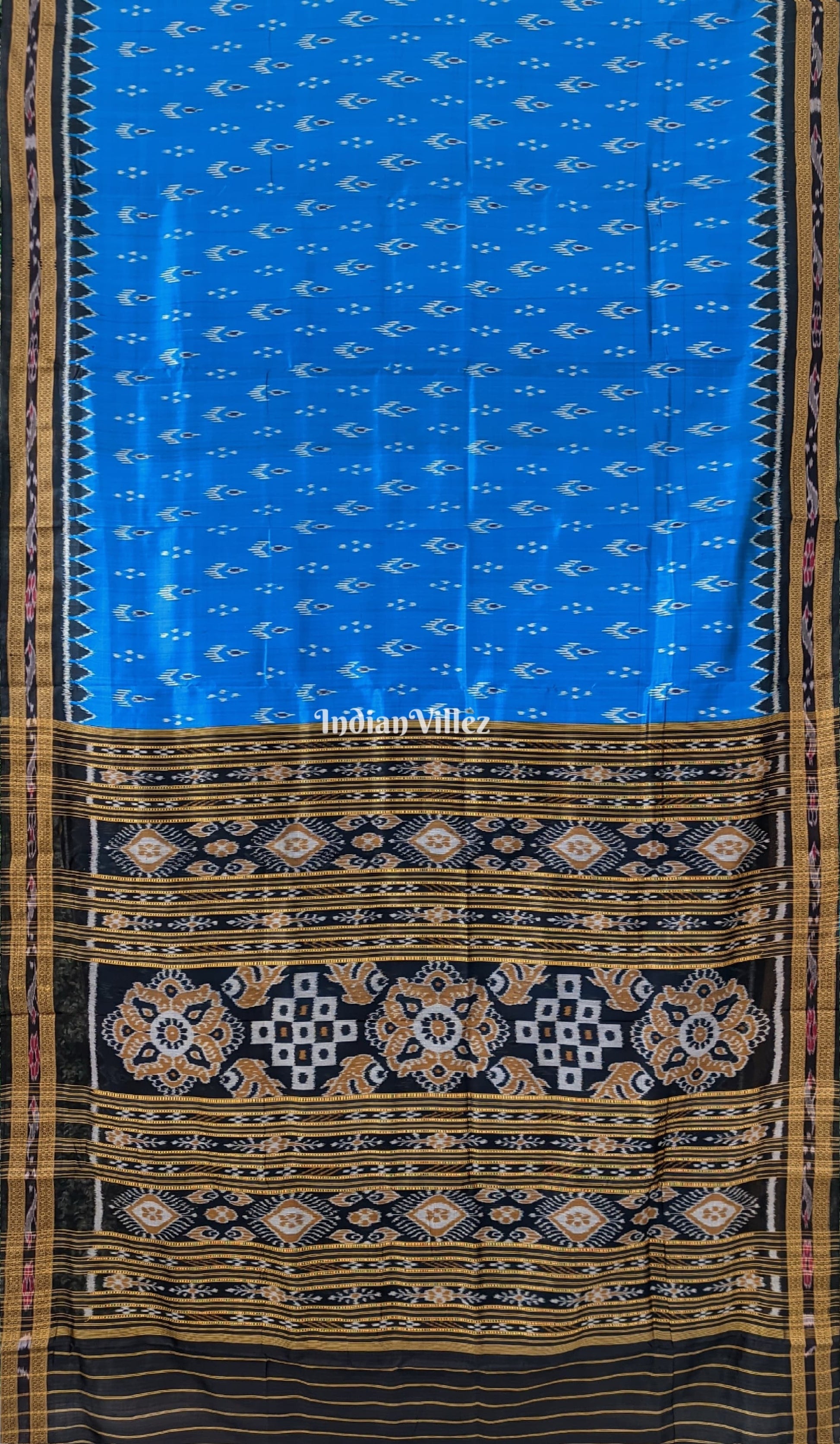 Sky Blue Mayur Chandrika Khandua Silk Saree