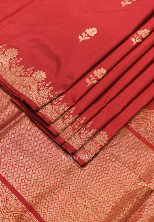 Red Designer Pure Banarasi Katan Silk Saree