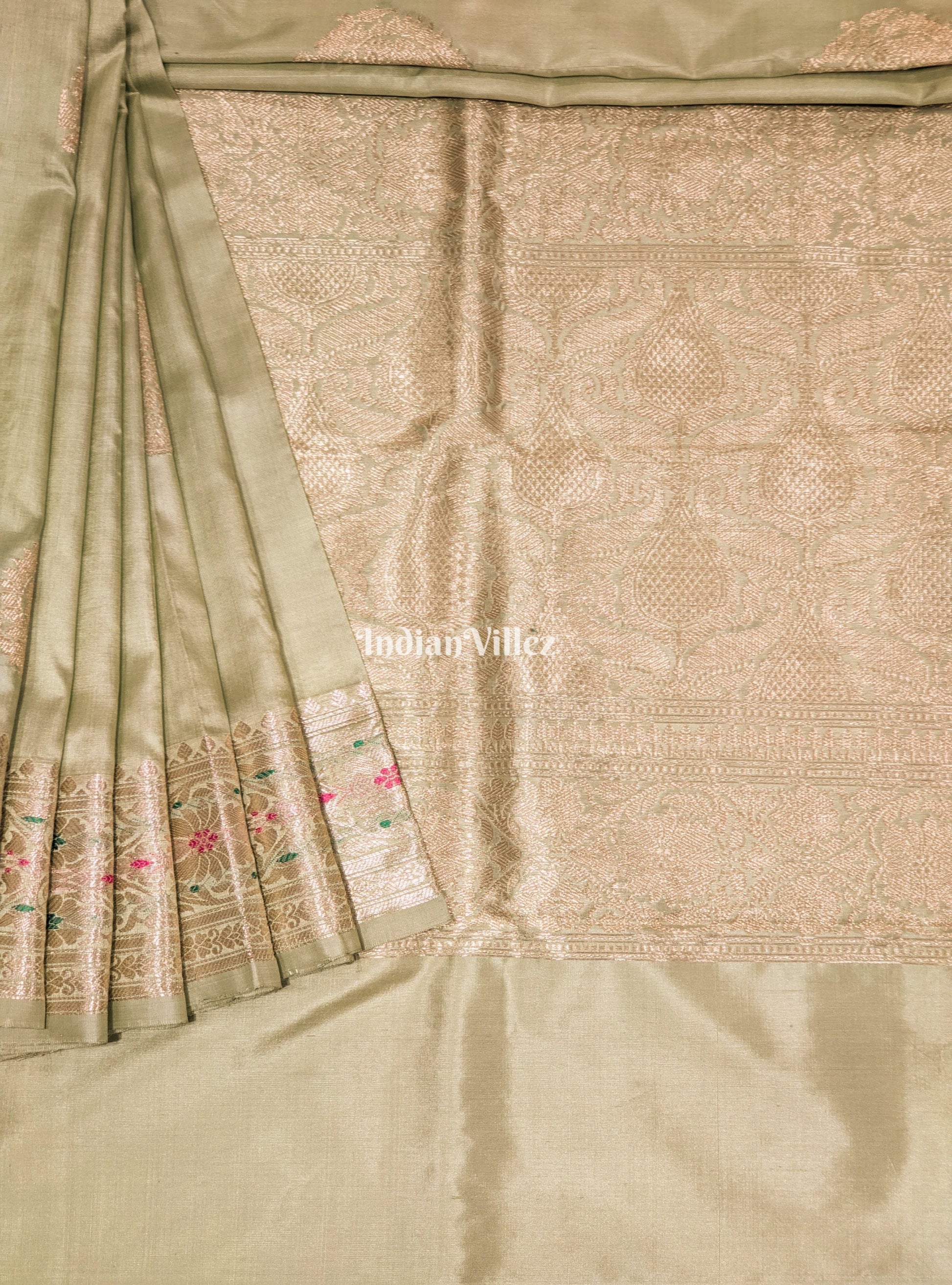 Mint Green Handwoven Banarasi Katan Silk Saree