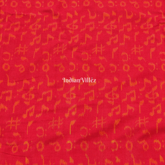 Red Music Theme Sambalpuri Cotton Fabric