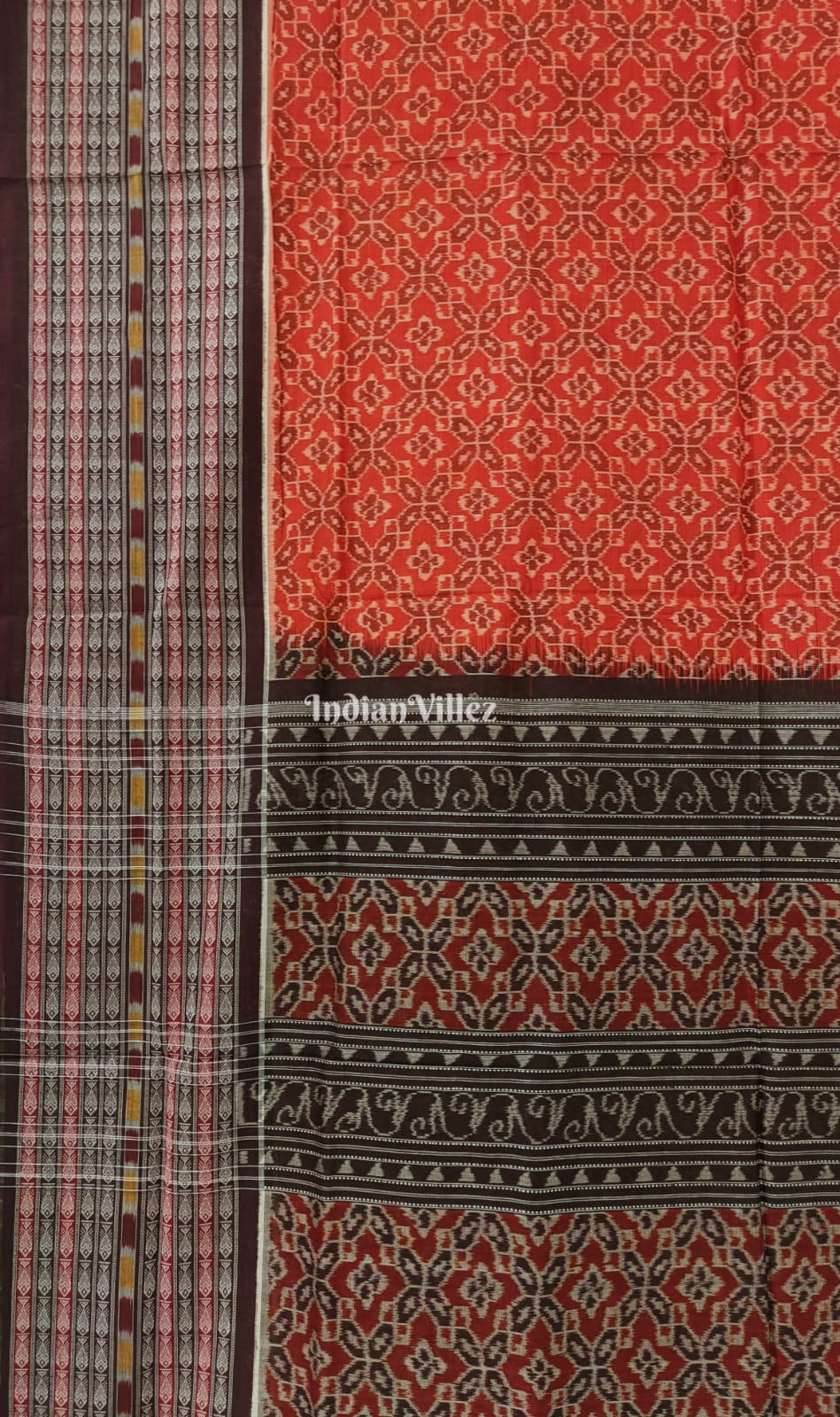 Orange Odisha Ikat Sambalpuri Cotton Saree