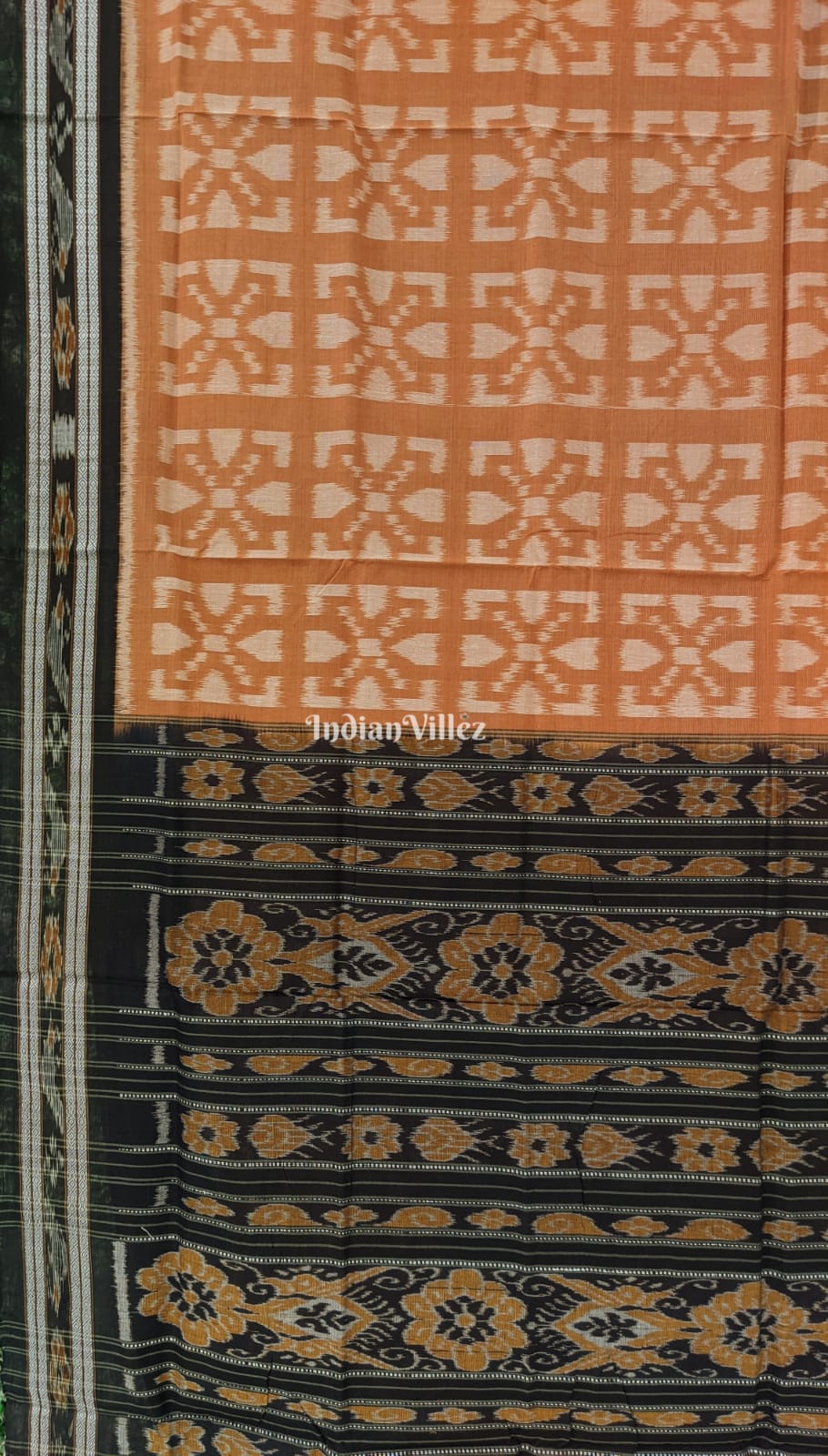 Peach Maniabandha Odisha Ikat Cotton Saree