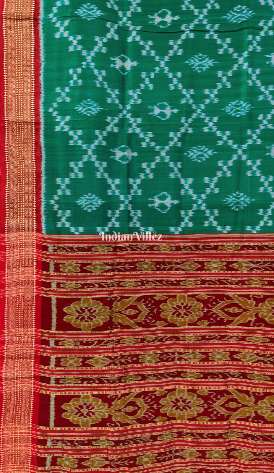 Green Tribal Body Khandua Pata Silk Saree