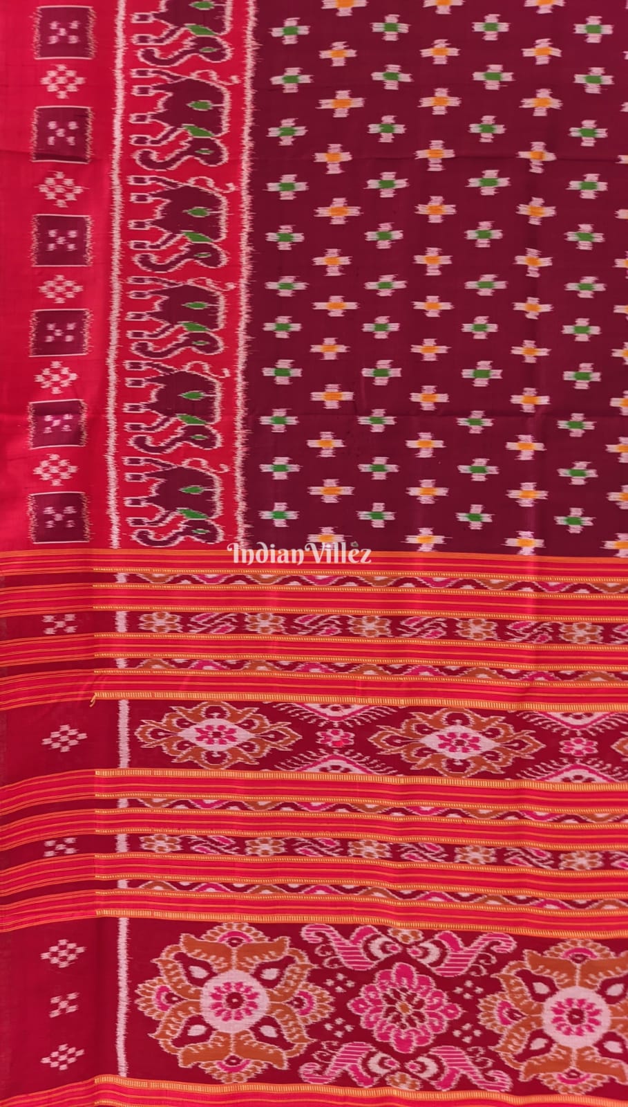 Red Pasapali Odisha Ikat Contemporary Silk Saree