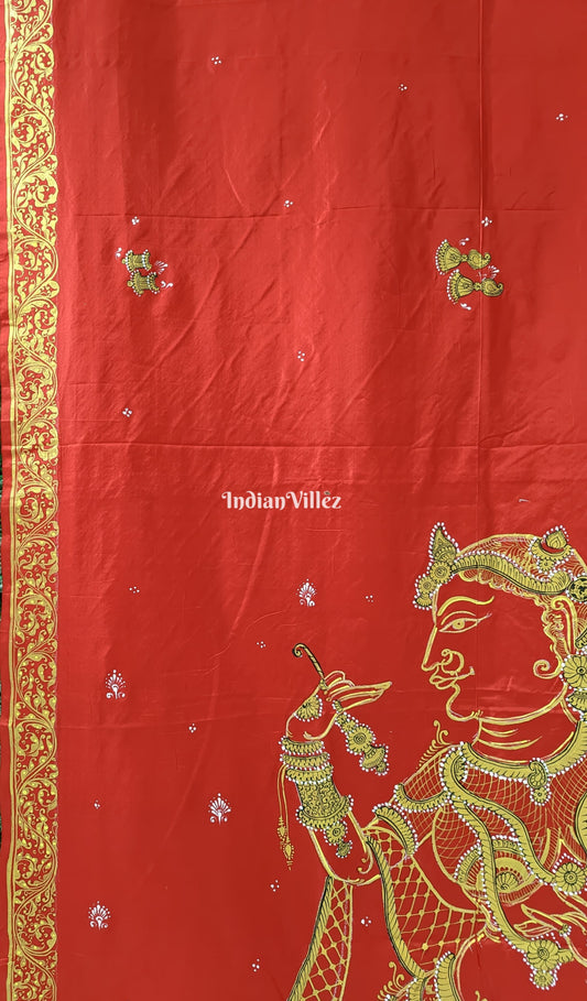 Red Sringar Raas Pattachitra Silk Saree