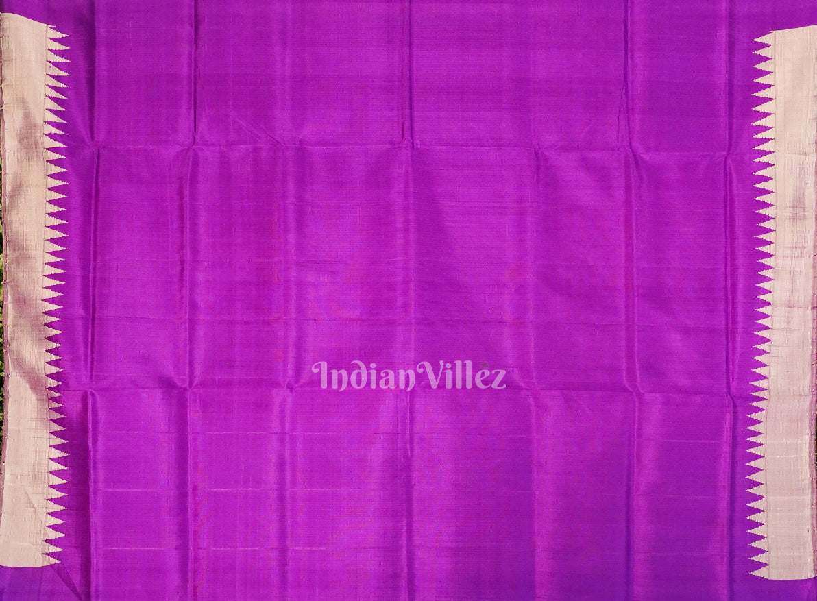 Lavender & Purple With Multicolor Double Pallu Berhampuri Silk Saree