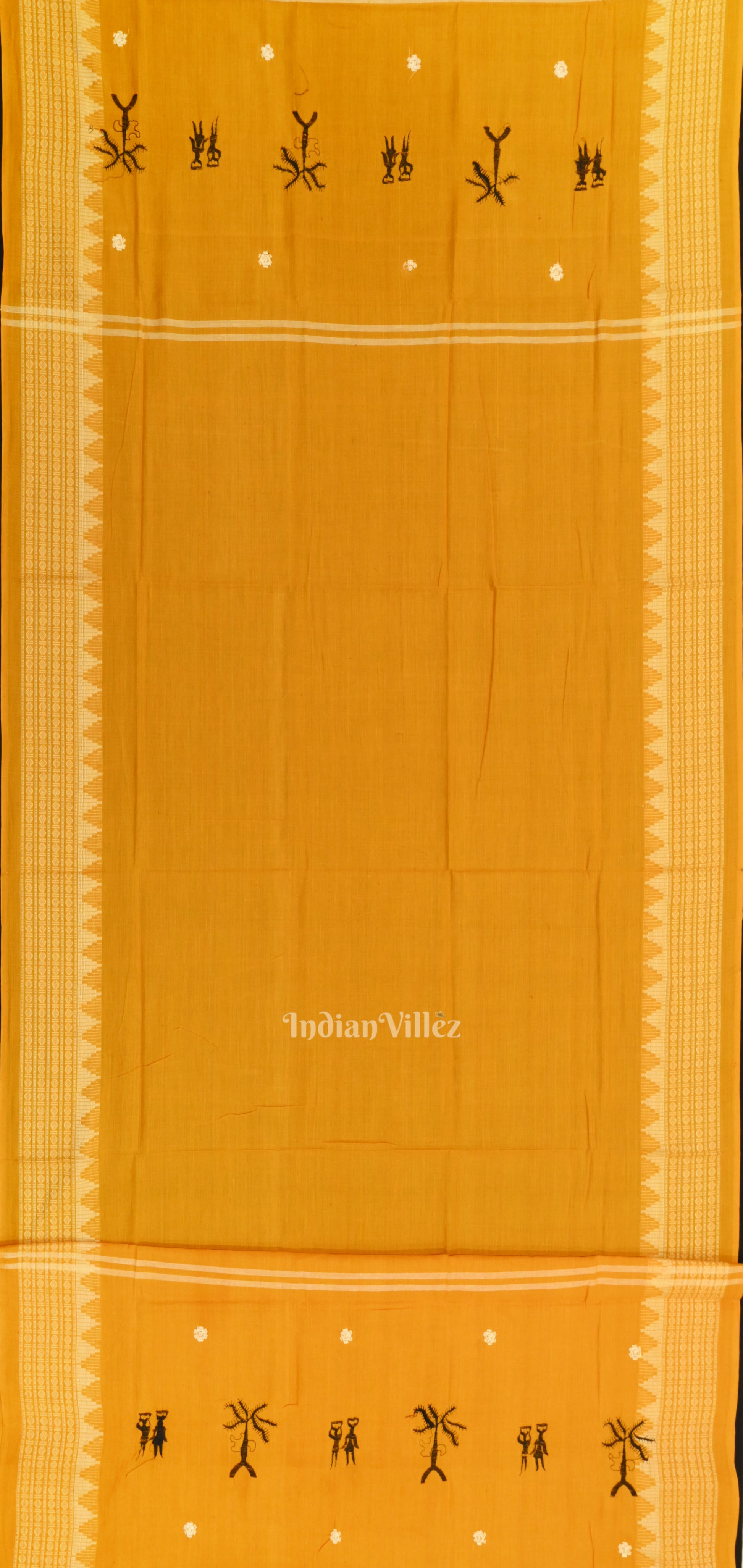 Black Yellow Tribal Design Sambalpuri Dress Material & Dupatta