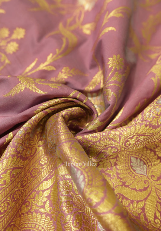 Rose Pink Meenakari Banarasi Katan Silk Saree