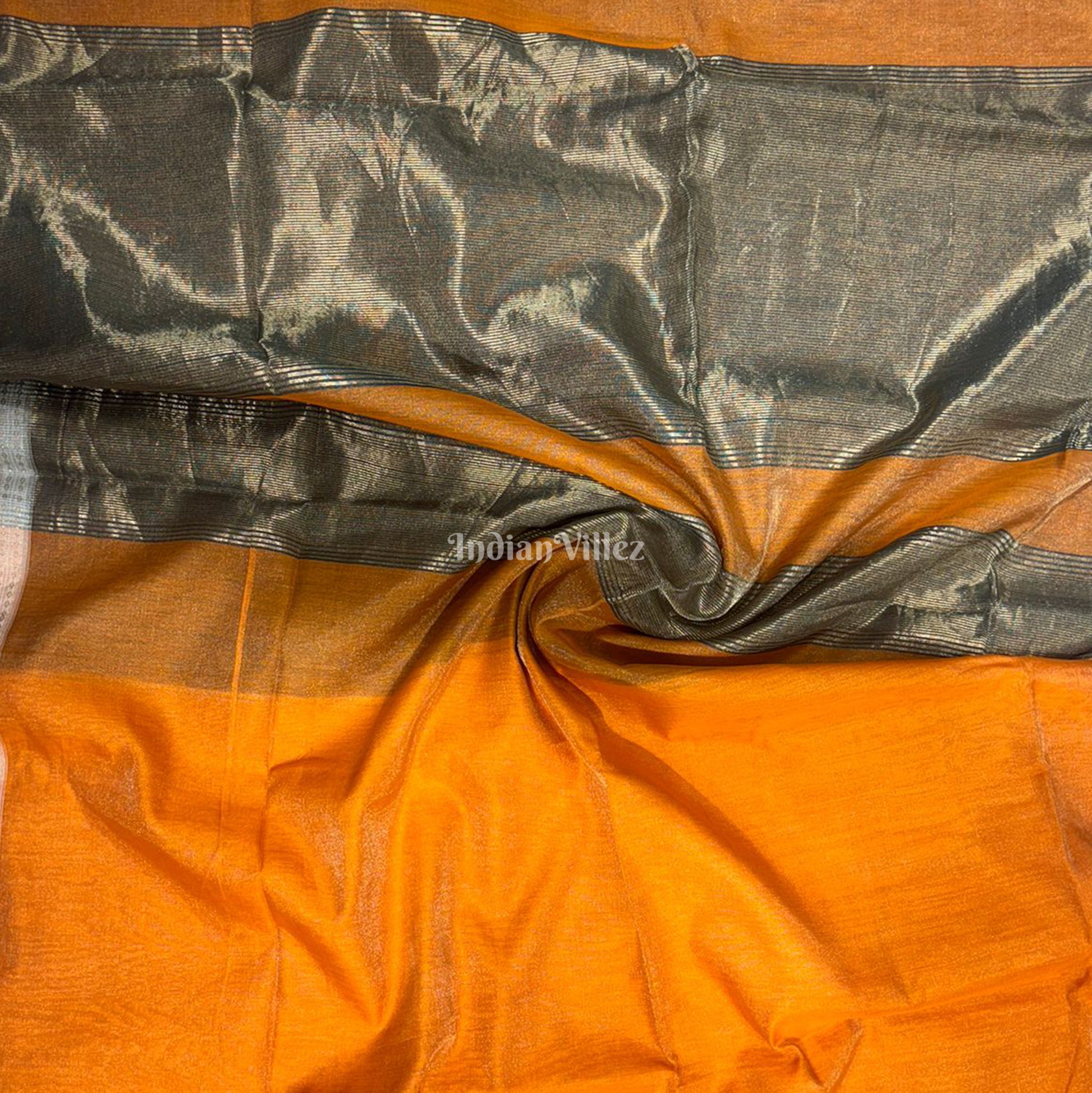 Orange Maheshwari Handloom Cotton*Silk Saree