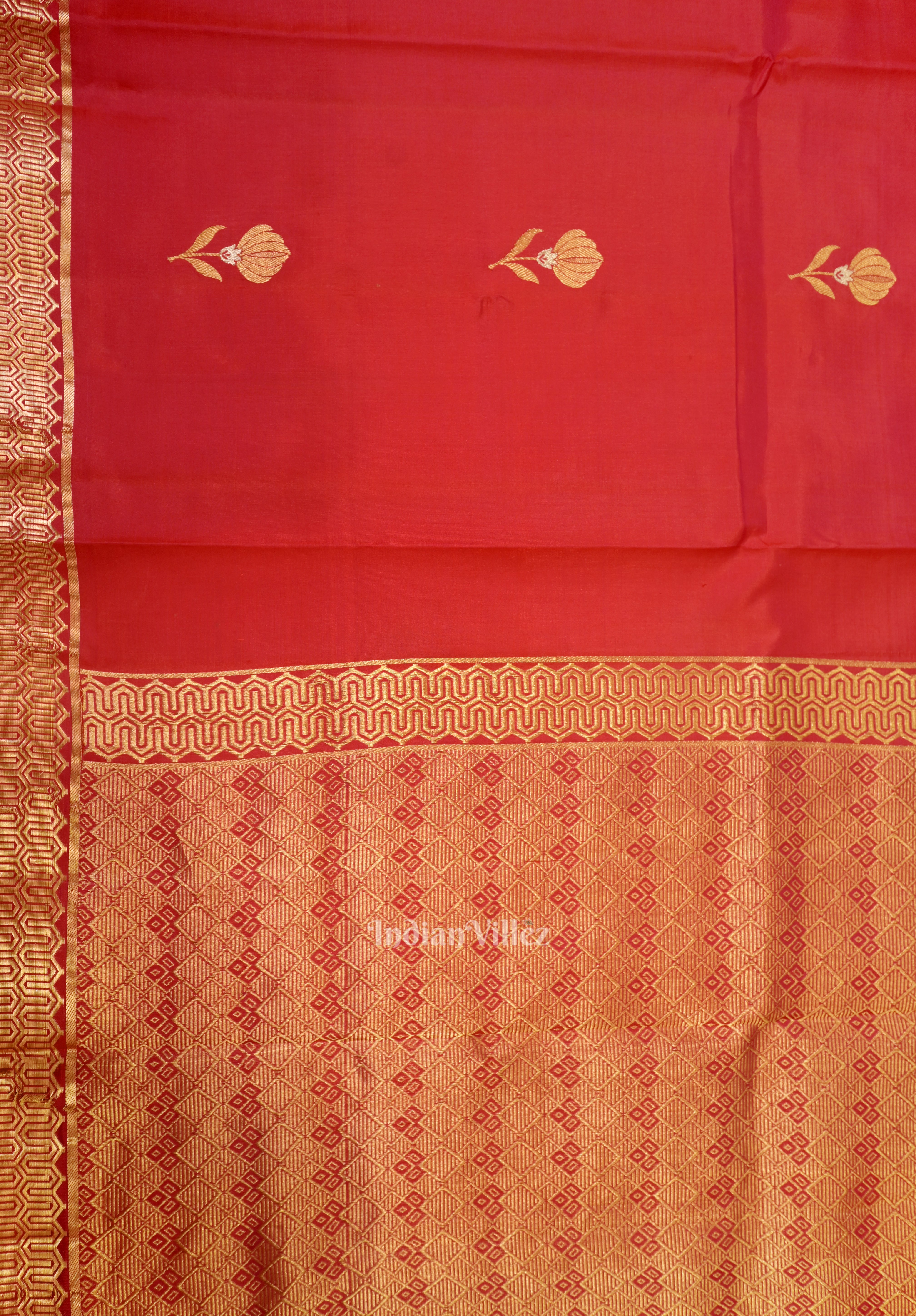 Red Katan Banarasi Silk Saree