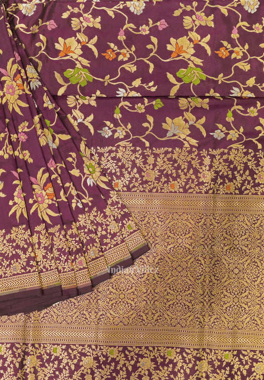 Purple Meenakari Banarasi Katan Silk Saree