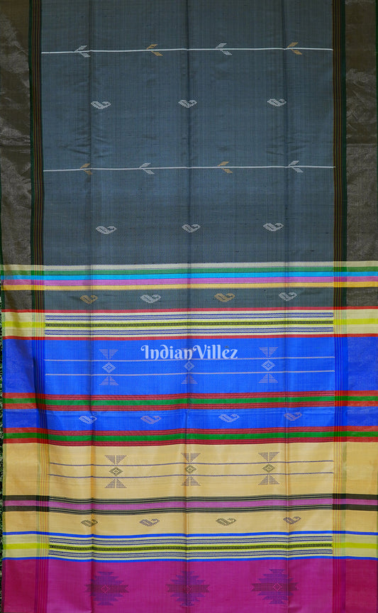 Gray With Multicolor Handwoven South Soft Silk Saree 