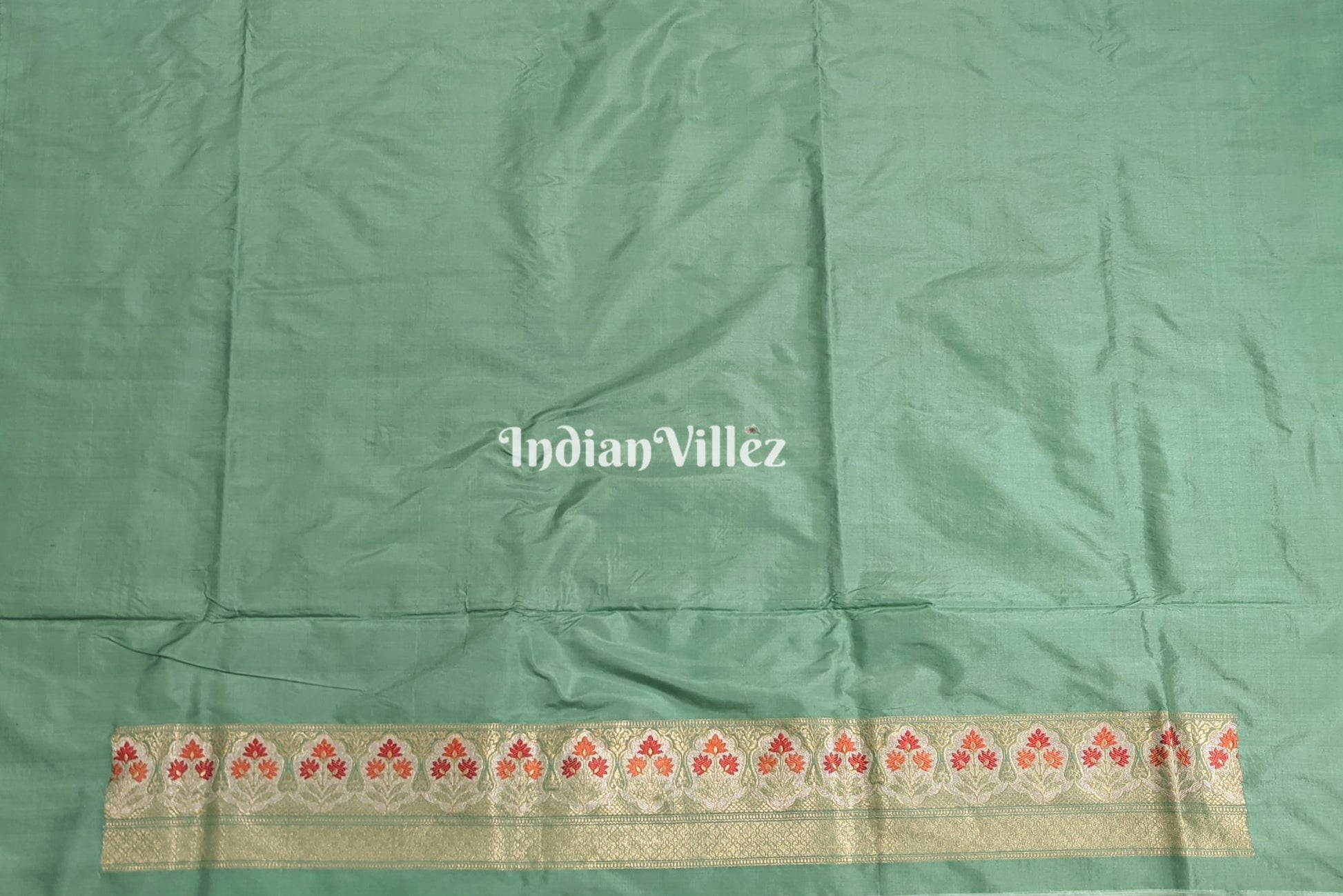 Celadon Green Meenakari Banarasi Katan Silk Saree