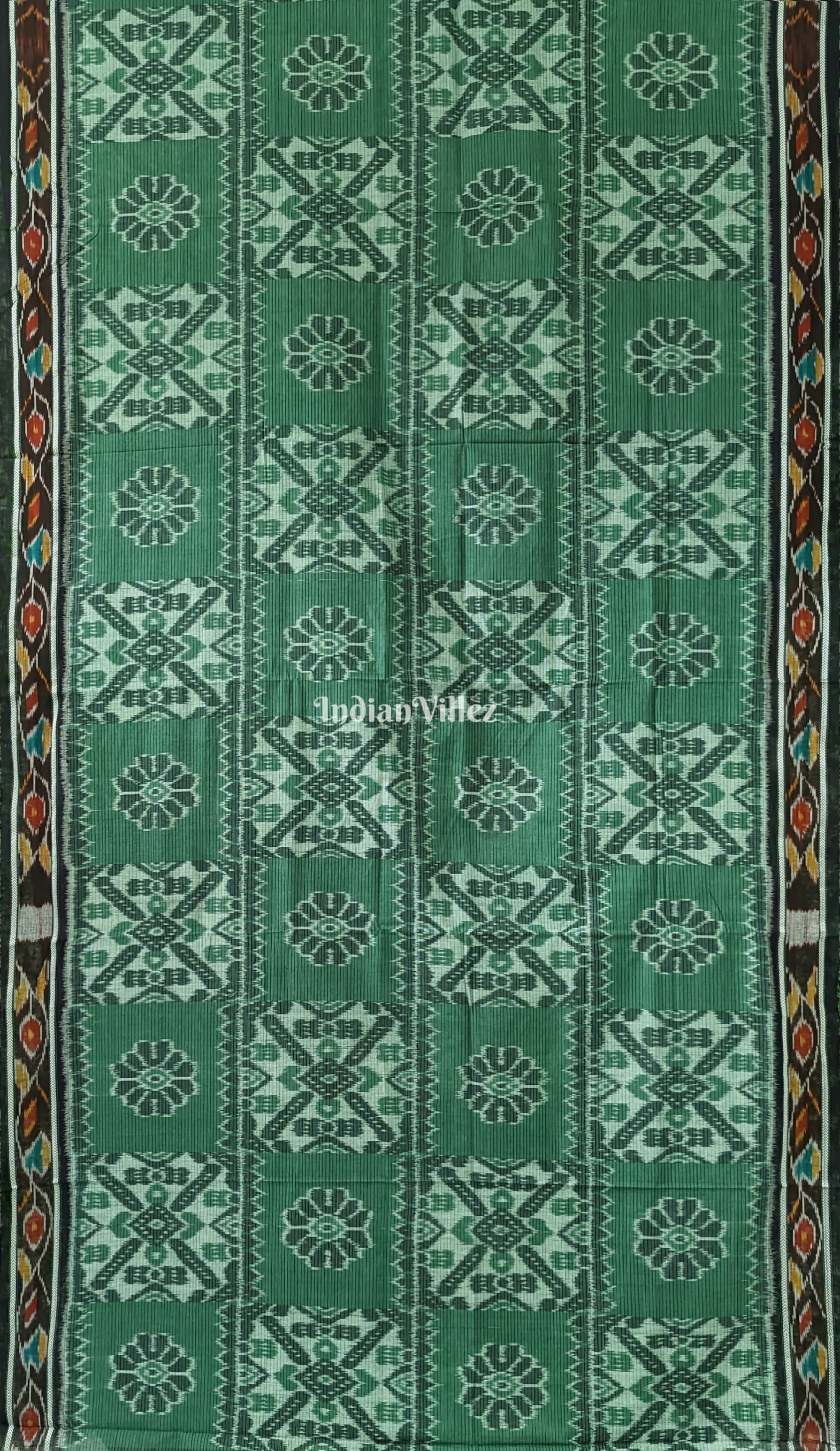 Jade Green Black Maniabandha Odisha Ikat Cotton Saree